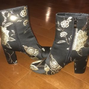 Floral embroidered booties